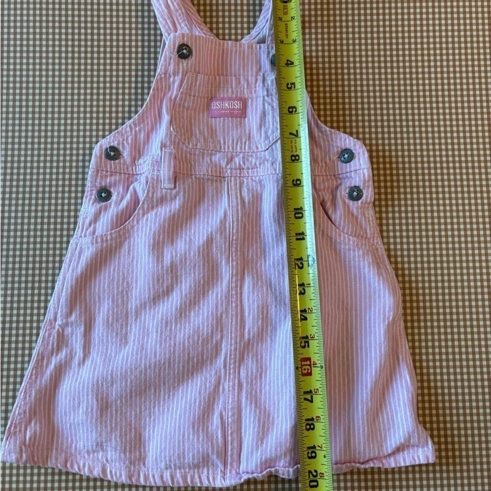Vintage Oshkosh overalls style pinstripes pink white‎ dress. Size 4